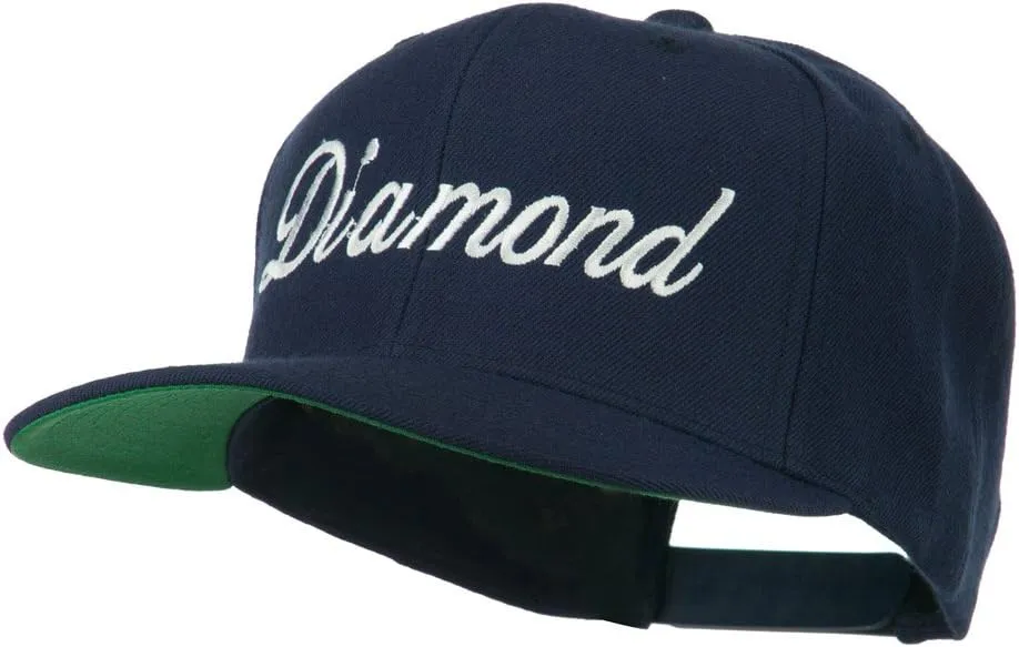 Script Diamond Embroidered Flat Bill Cap