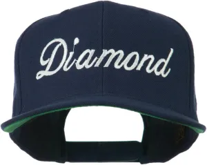 Script Diamond Embroidered Flat Bill Cap