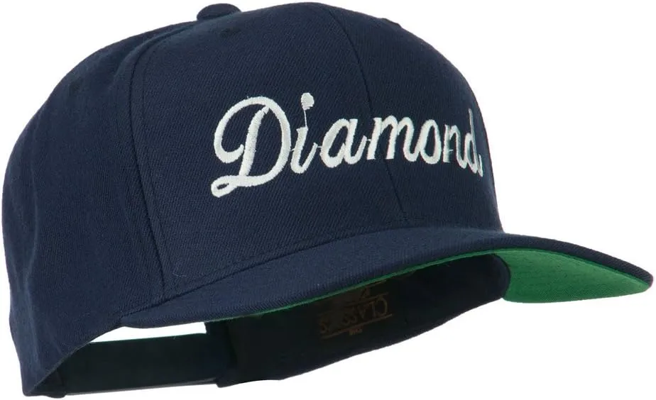 Script Diamond Embroidered Flat Bill Cap