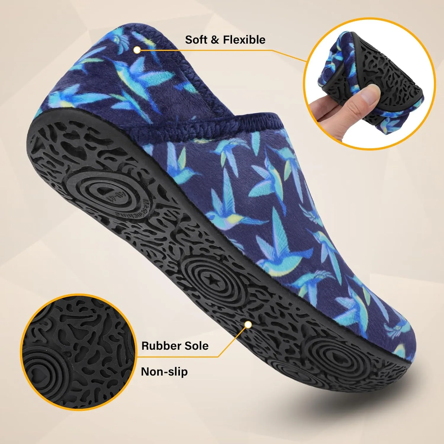 Scurtain Slippers for Women Men House Slipper Socks Lightweight Unisex Adults Barefoot Shoes Non-Slip Travel Slippers
