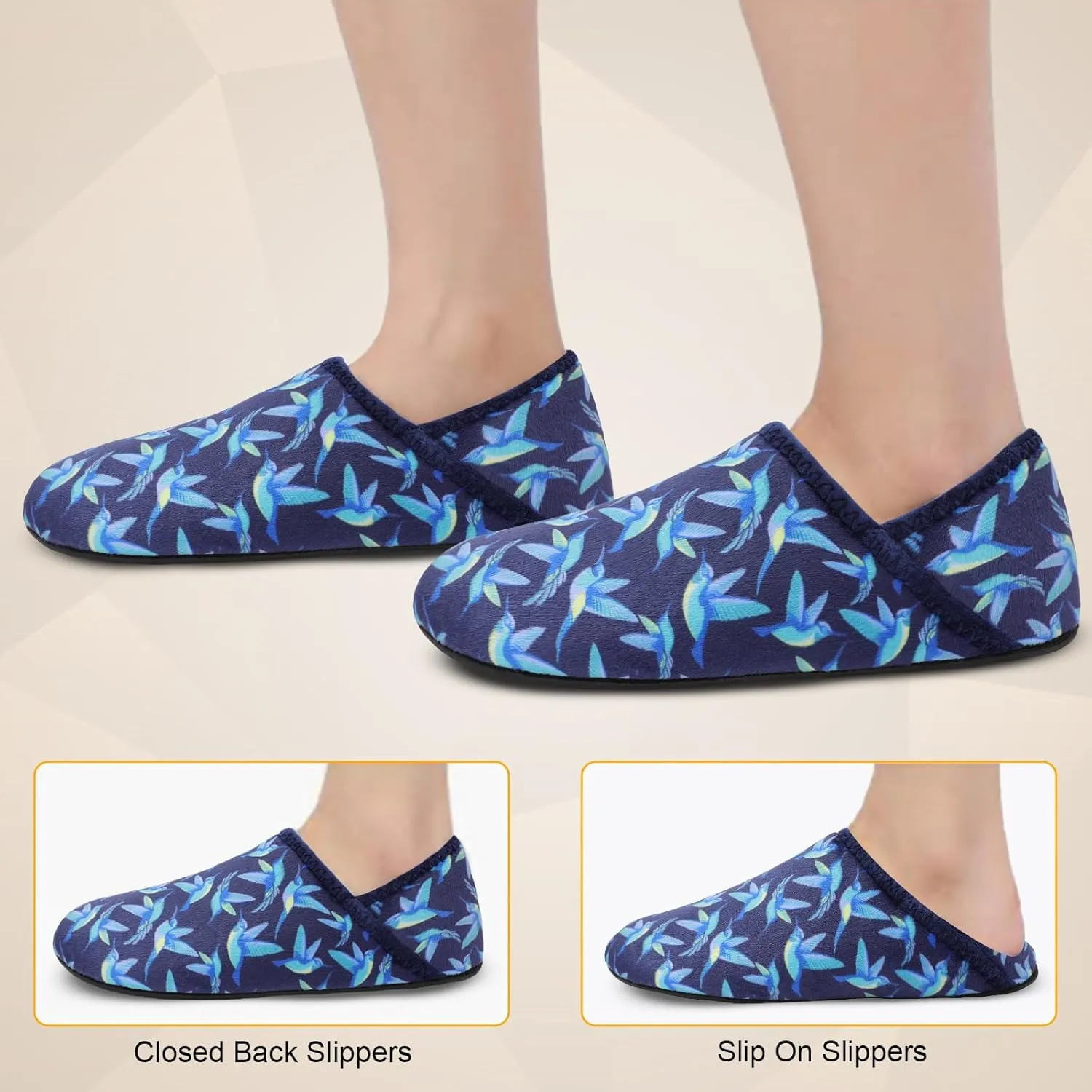 Scurtain Slippers for Women Men House Slipper Socks Lightweight Unisex Adults Barefoot Shoes Non-Slip Travel Slippers