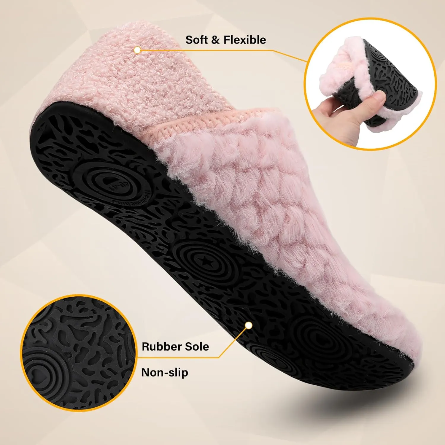 Scurtain Slippers for Women Men House Slipper Socks Lightweight Unisex Adults Barefoot Shoes Non-Slip Travel Slippers