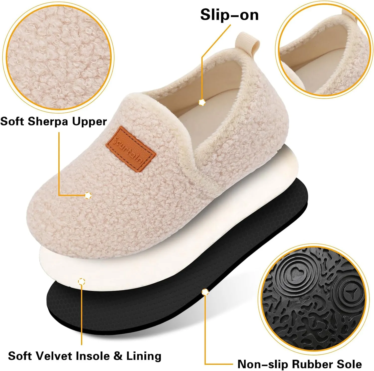 Scurtain Unisex Big Kids Little Kids Slippers Socks Artificial Woolen Slippers with Non-slip Rubber Sole for Big Boys Girls Little Boys Girls