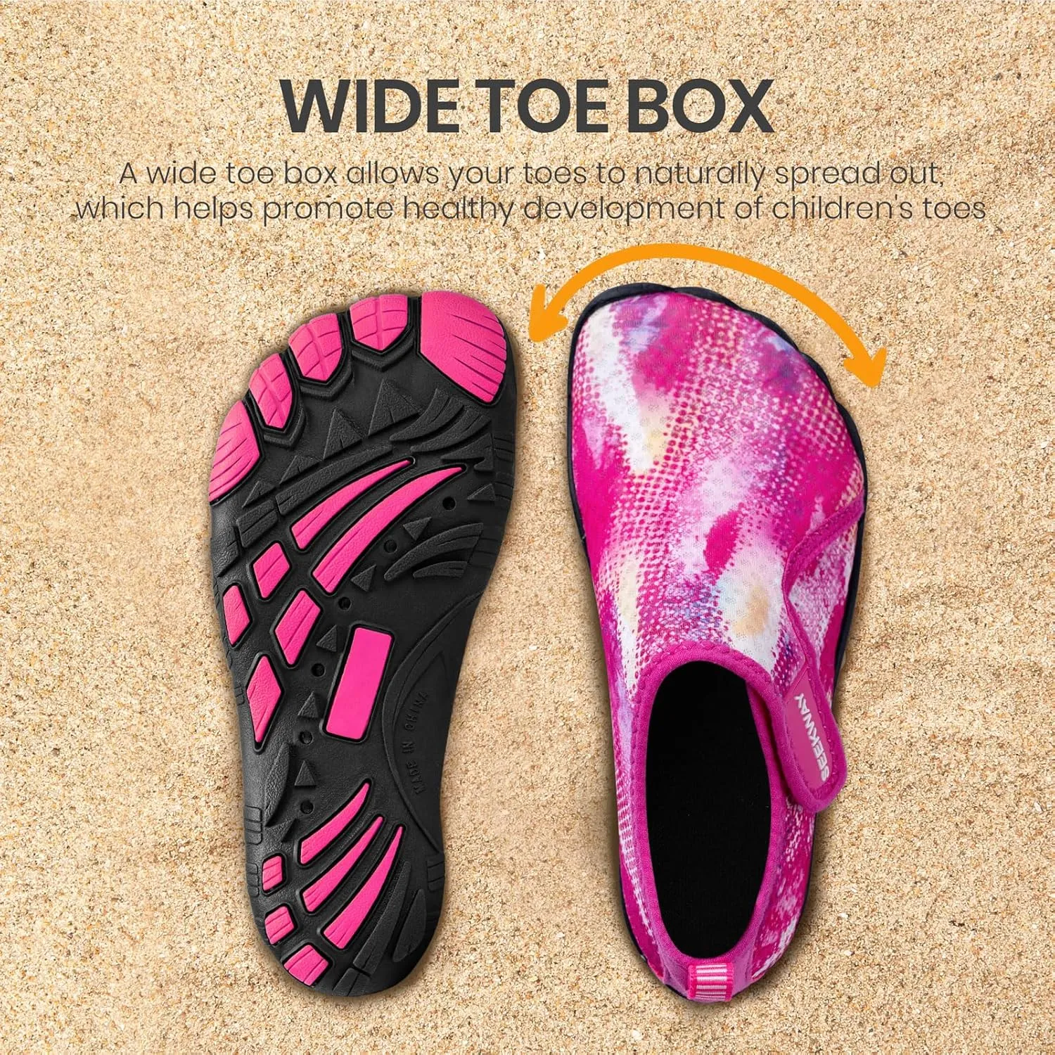 SEEKWAY Barefoot Water Shoes for Kids - Wide Toe Box and Quick-Dry Sand Shoes Toddler for Hiking Swim Beach Pool Kayak Sport Accessories, Camping Essentials Non-Slip for Boys Girls Sizes
