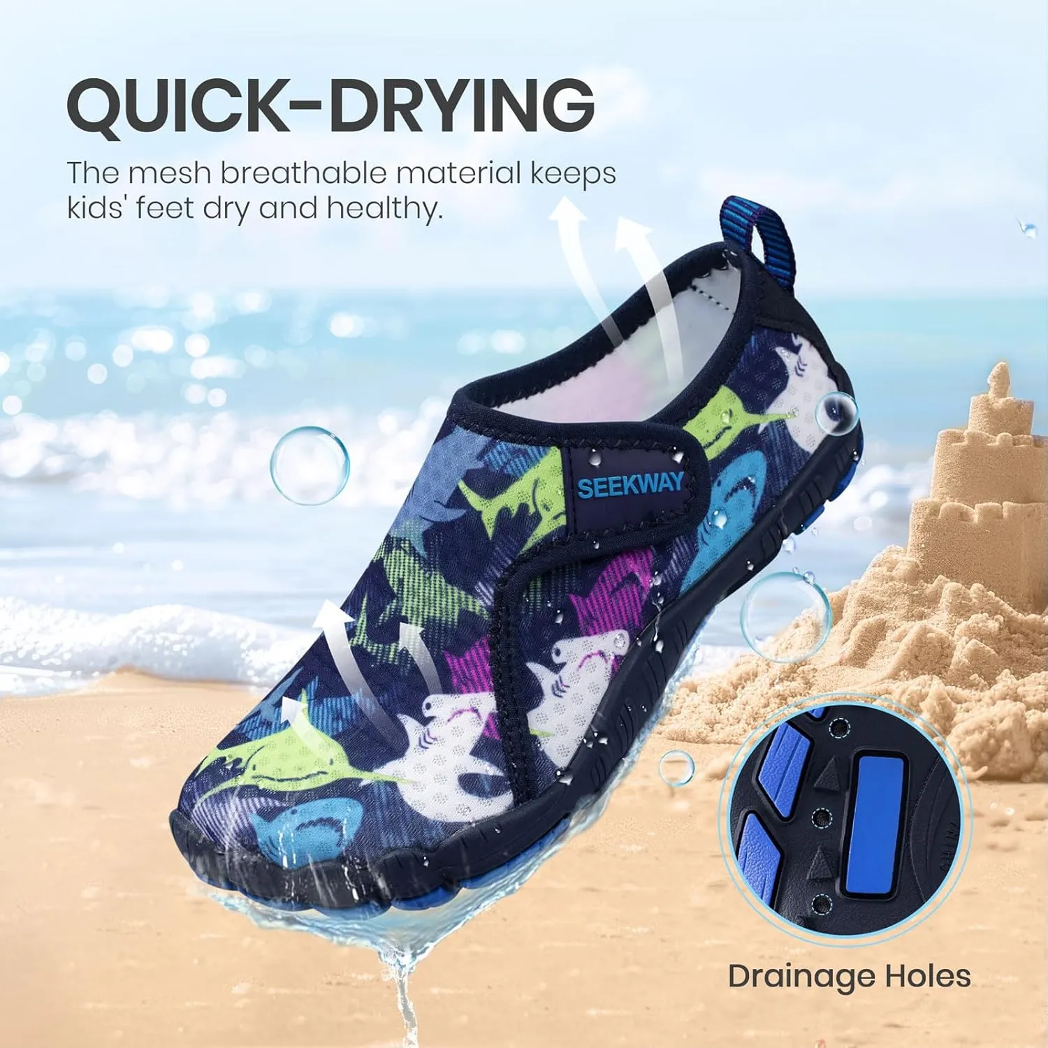 SEEKWAY Barefoot Water Shoes for Kids - Wide Toe Box and Quick-Dry Sand Shoes Toddler for Hiking Swim Beach Pool Kayak Sport Accessories, Camping Essentials Non-Slip for Boys Girls Sizes