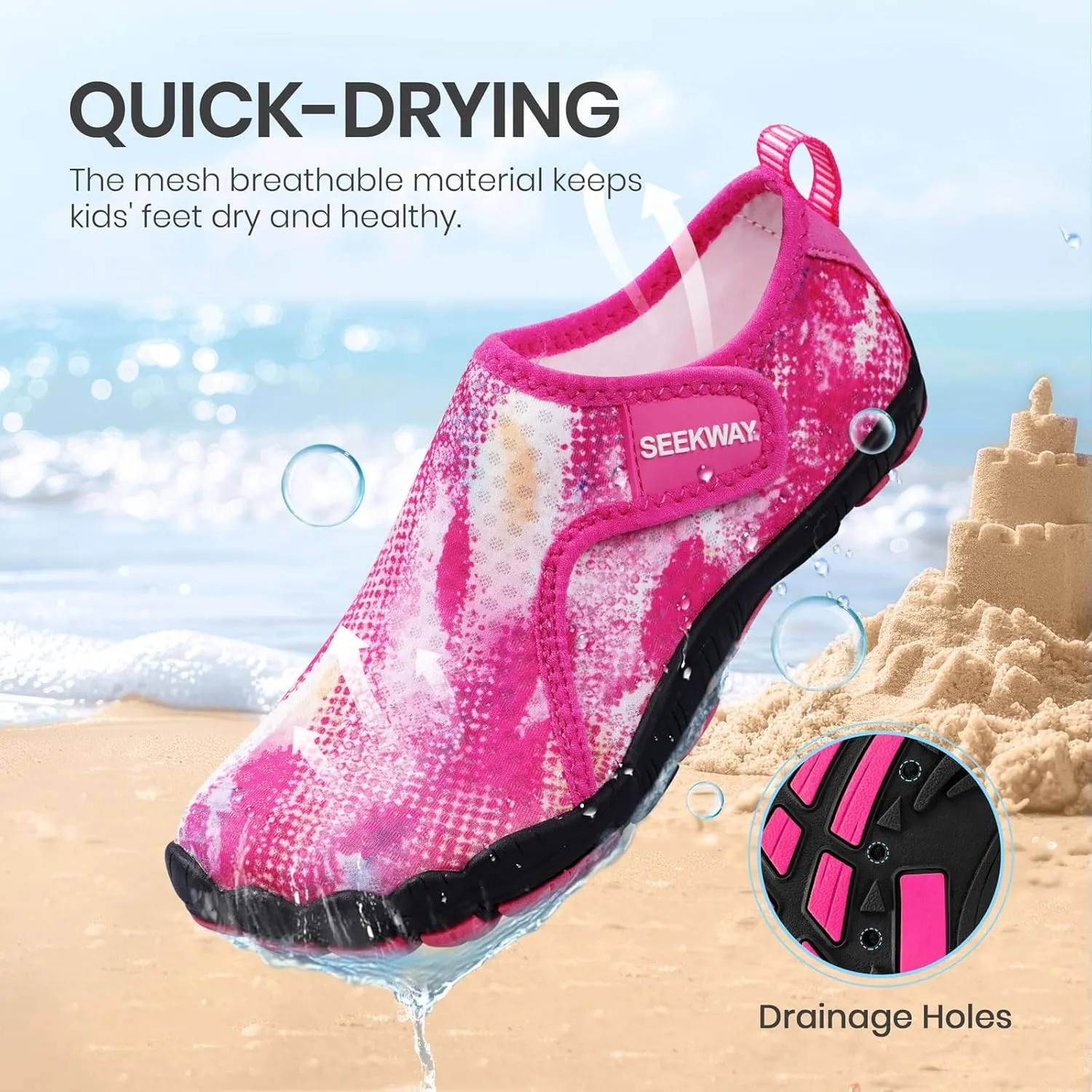 SEEKWAY Barefoot Water Shoes for Kids - Wide Toe Box and Quick-Dry Sand Shoes Toddler for Hiking Swim Beach Pool Kayak Sport Accessories, Camping Essentials Non-Slip for Boys Girls Sizes