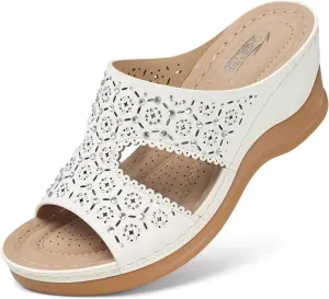 SHIBEVER Wedge Sandals for Women Dressy: Summer Slip On Womens - Slide Comfortable Walking Platform Sandals