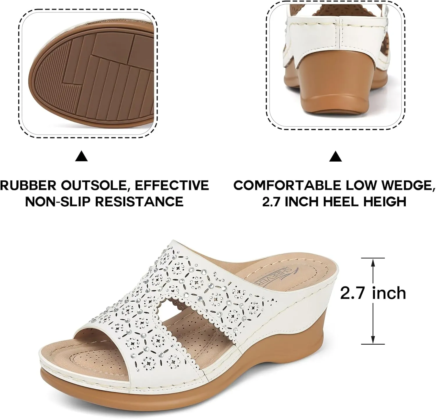 SHIBEVER Wedge Sandals for Women Dressy: Summer Slip On Womens - Slide Comfortable Walking Platform Sandals