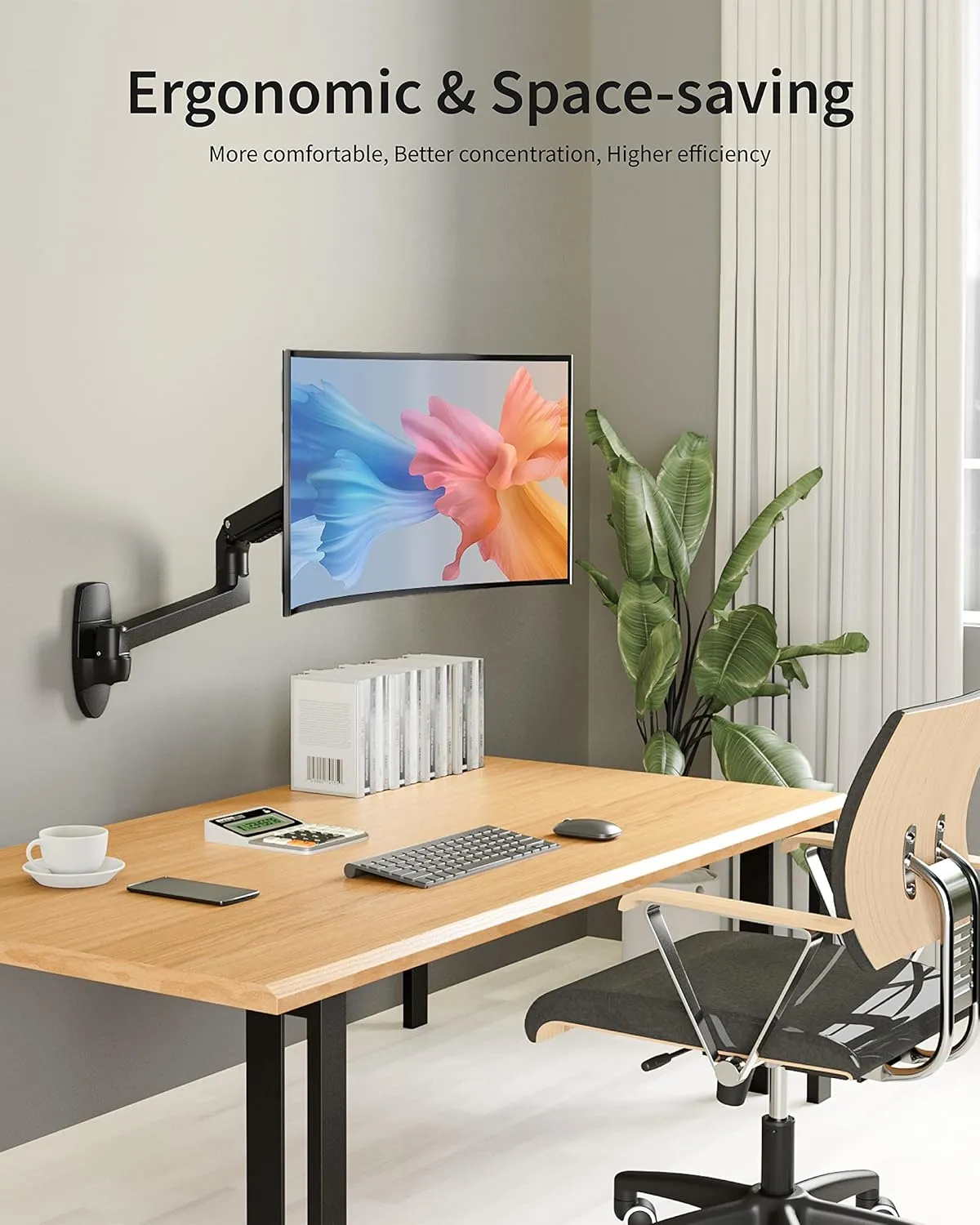 Single Monitor Wall Mount for Flat or Curved Screens up to 38" Within 25 lbs, Full Motion Adjustable Monitor Arm with Cable Management, VESA 75x75/100x100mm, Black
