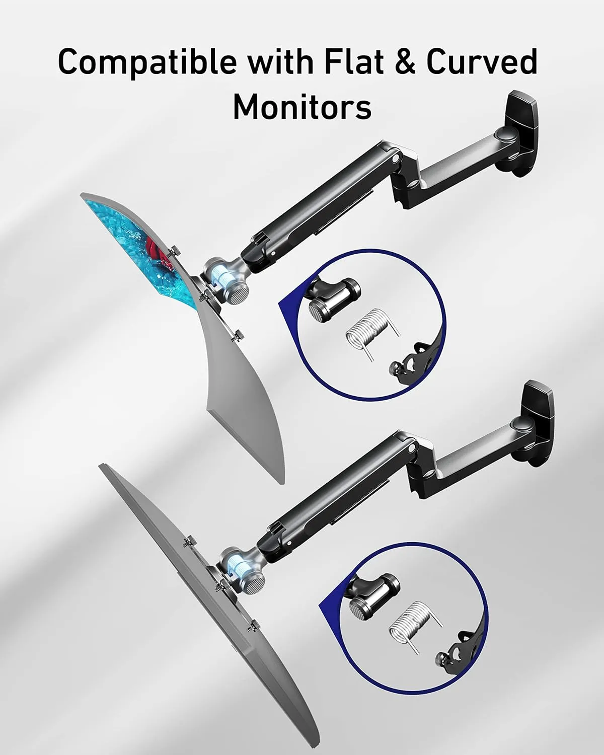 Single Monitor Wall Mount for Flat or Curved Screens up to 38" Within 25 lbs, Full Motion Adjustable Monitor Arm with Cable Management, VESA 75x75/100x100mm, Black