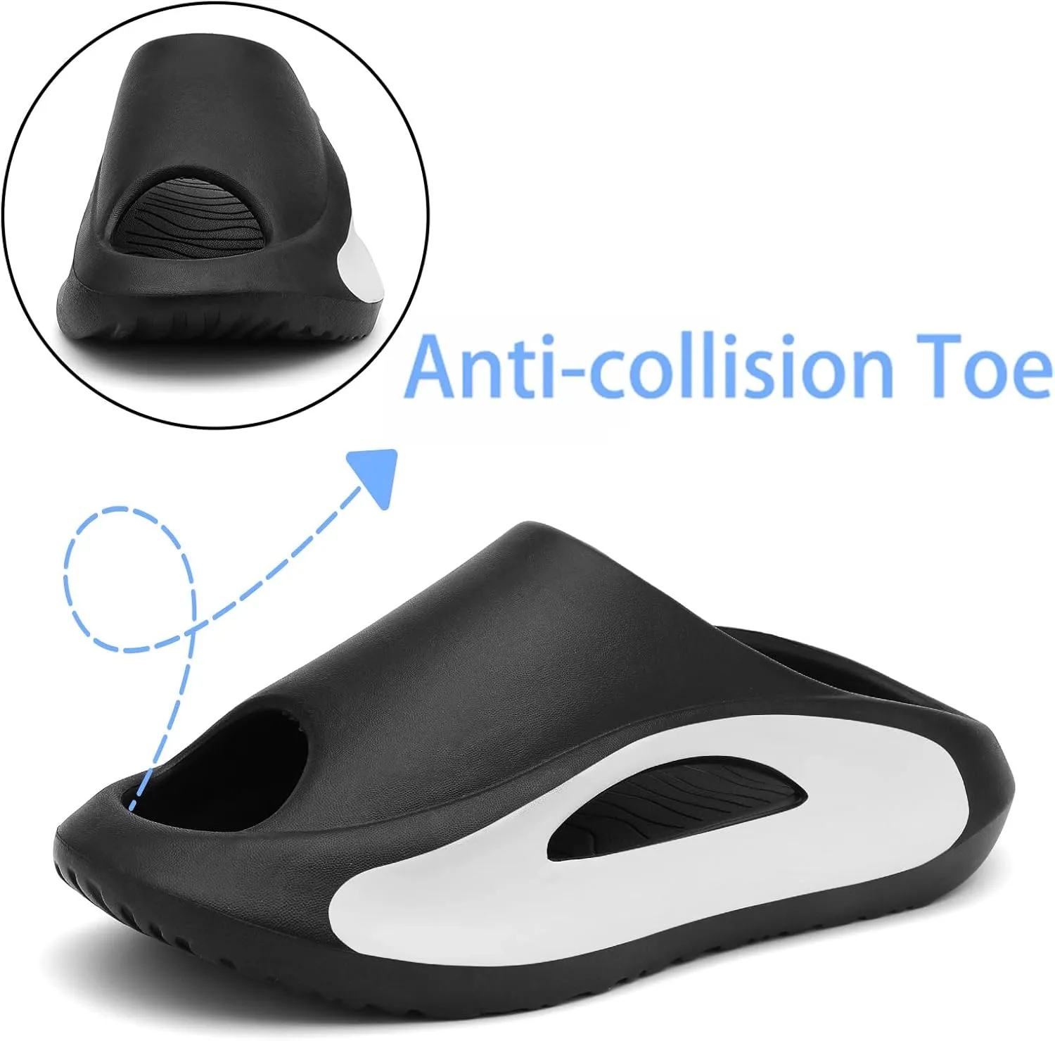 Slides Sandals for Men Women Open Toe Slide Platform Slippers Summer Anti-Slip Beach Shower Shoes Anti Collision Thick Sole