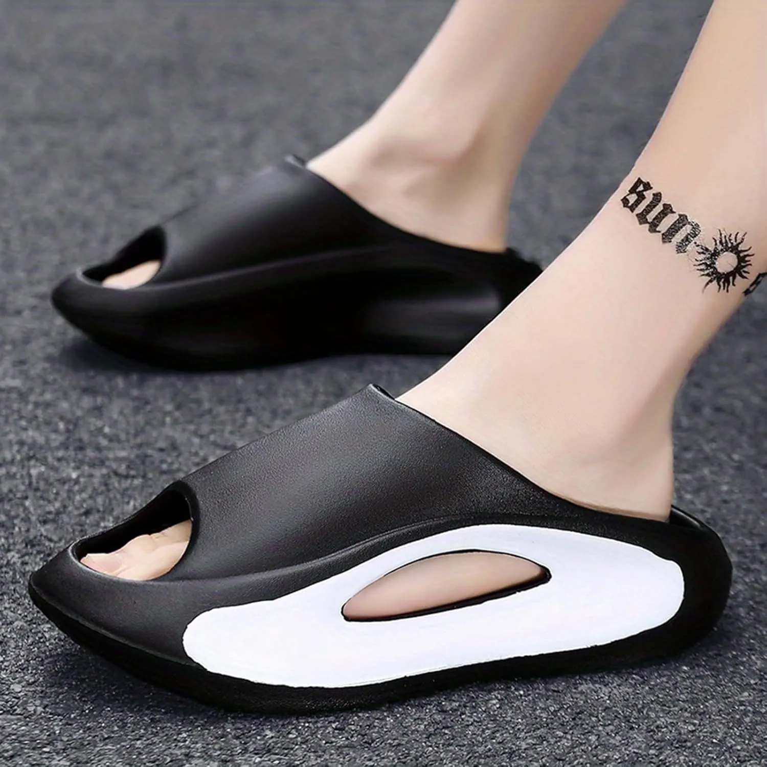 Slides Sandals for Men Women Open Toe Slide Platform Slippers Summer Anti-Slip Beach Shower Shoes Anti Collision Thick Sole