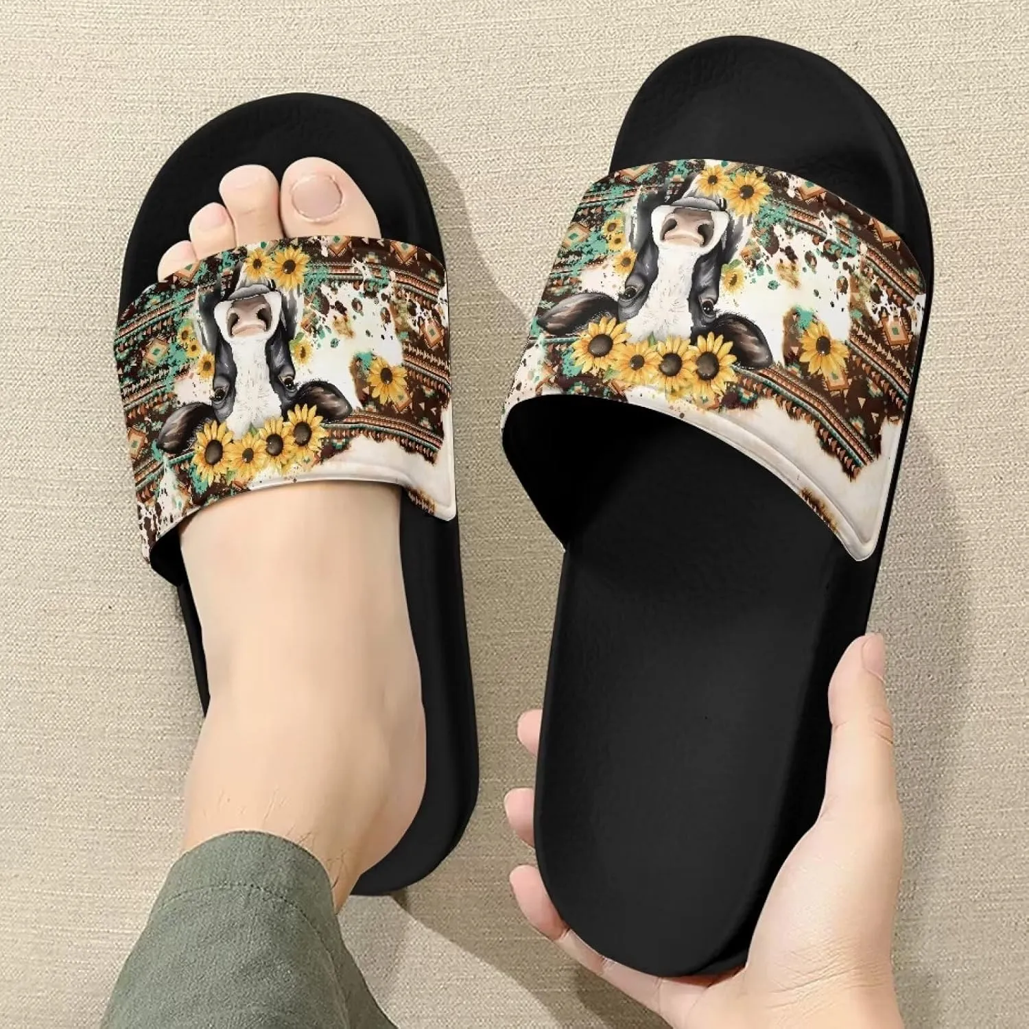 Slides Sandals for Women Slip On Flat Sandals Open Toe Comfort Beach Sandals Slippers