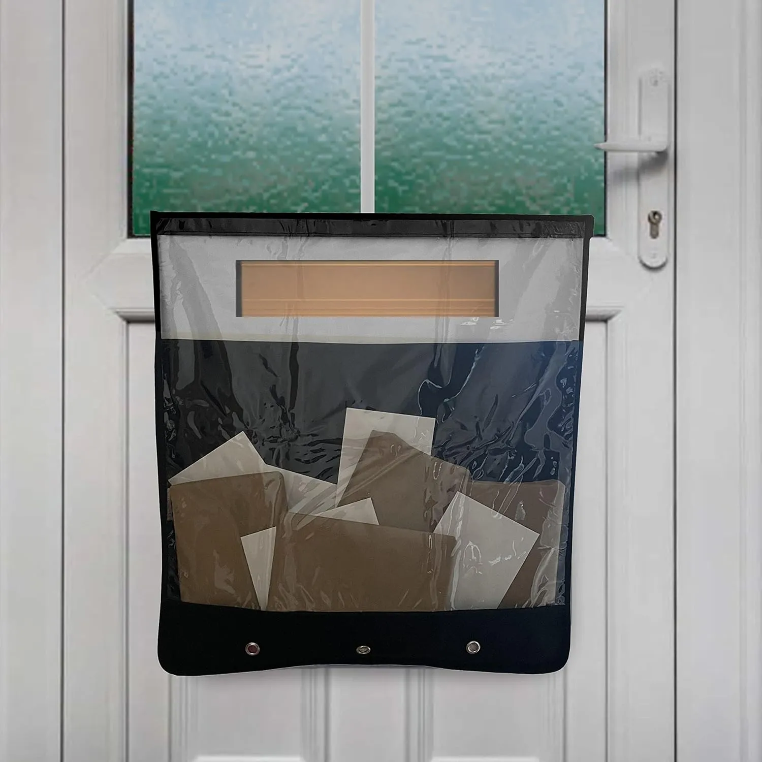 Slimline Mail Slot Catcher, Post Letter Box Cage Ideal for UPVC, Glass, Wood and Metal Doors. Strong Adhesive Letters, Small Packages, Magazines. No Screws or Tools Required