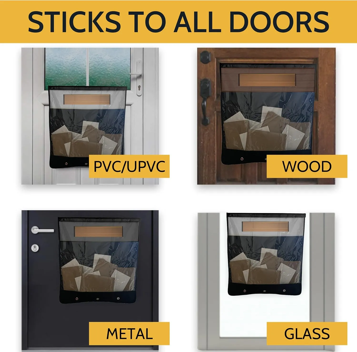 Slimline Mail Slot Catcher, Post Letter Box Cage Ideal for UPVC, Glass, Wood and Metal Doors. Strong Adhesive Letters, Small Packages, Magazines. No Screws or Tools Required