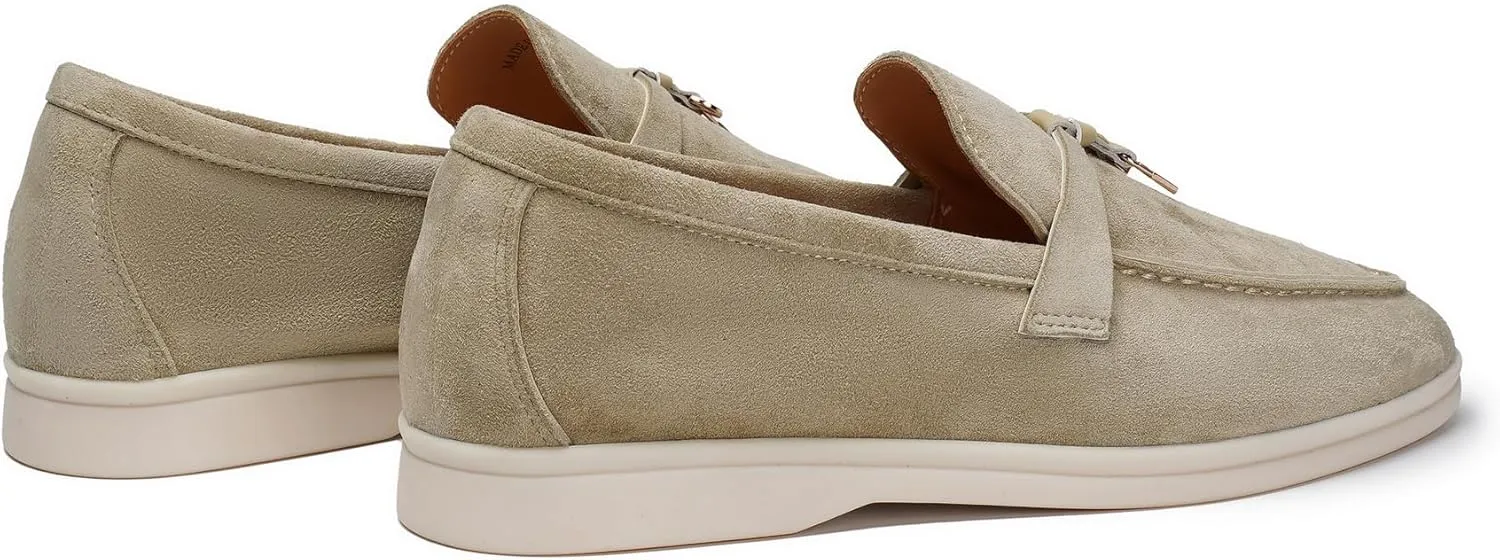 Slip-On Penny Loafers for Women, Suede Upper with Genuine Leather Lining Comfort Casual Dressy Walking Shoes