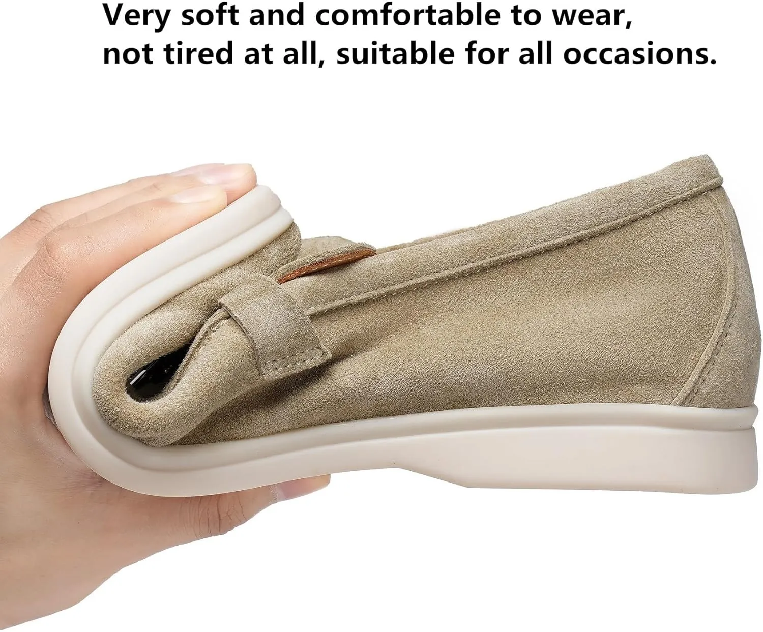 Slip-On Penny Loafers for Women, Suede Upper with Genuine Leather Lining Comfort Casual Dressy Walking Shoes