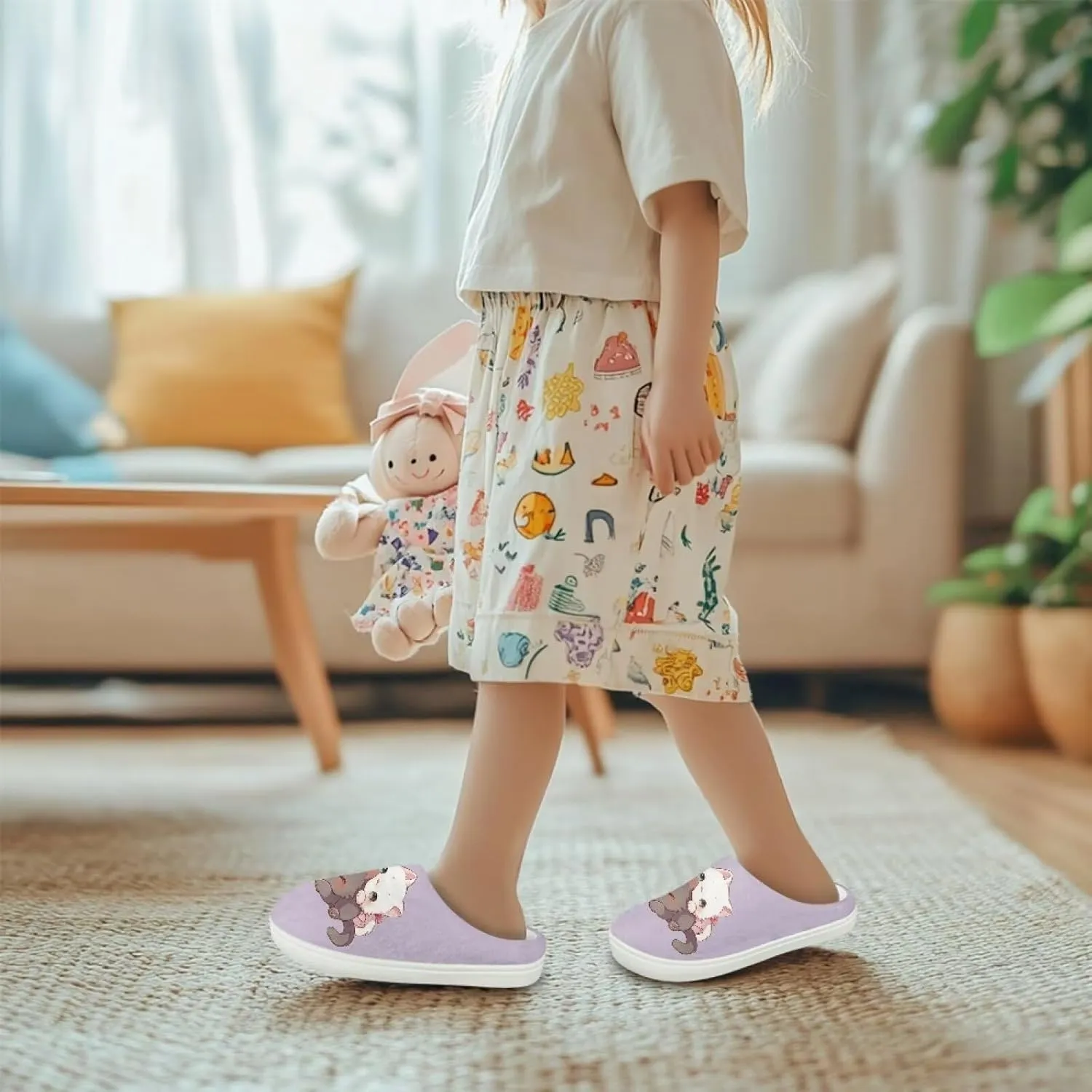 Slipper for Girls Kids Size 9-15 Boys Winter Warm Fuzzy Home Slipper Bedroom Cotton Slipper