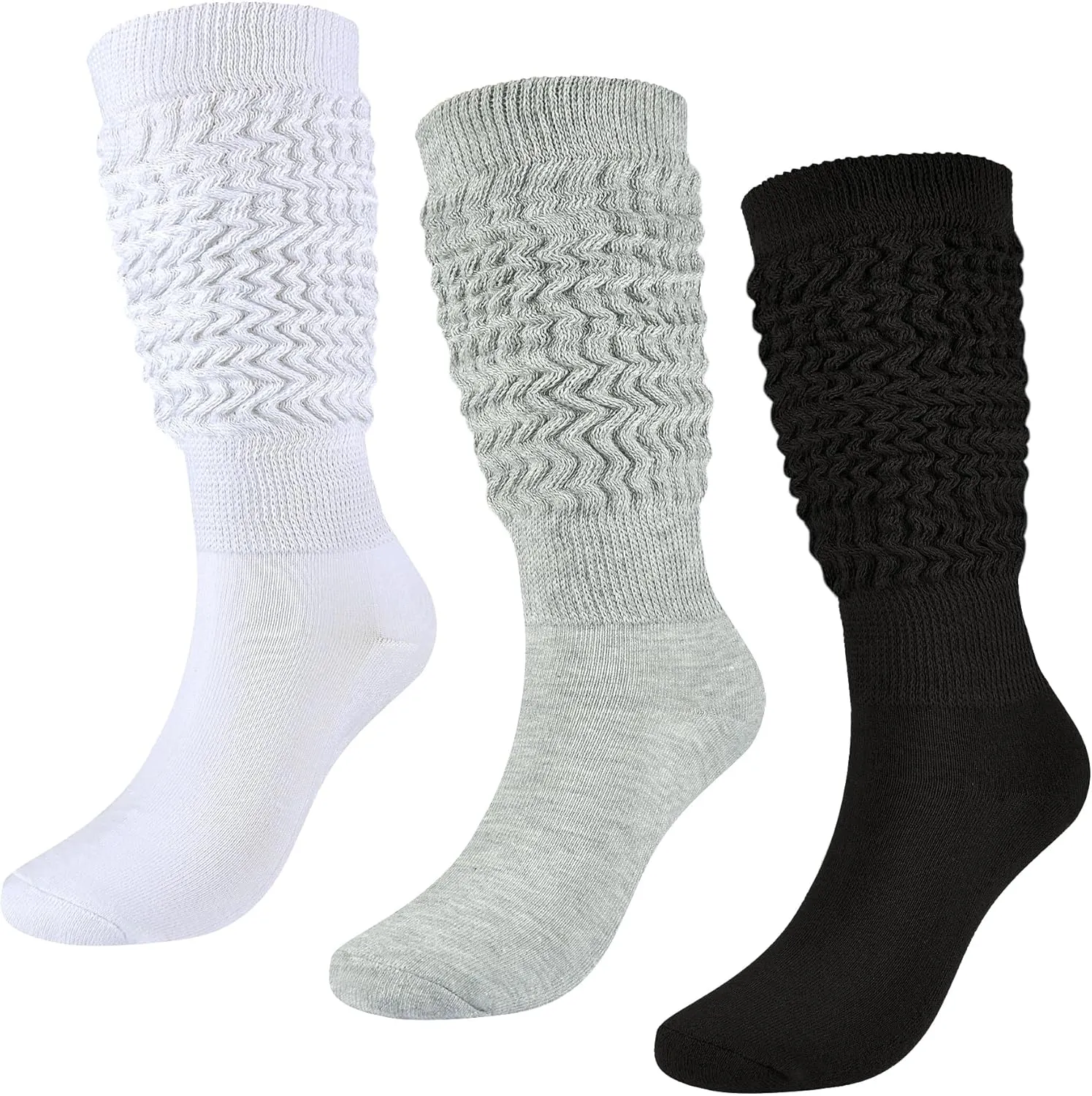 Slouch Socks Girls Cushioned Chunky Stacked Boot Socks Soft Knit Warm Long Knee High Socks Scrunch Kids