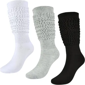 Slouch Socks Girls Cushioned Chunky Stacked Boot Socks Soft Knit Warm Long Knee High Socks Scrunch Kids