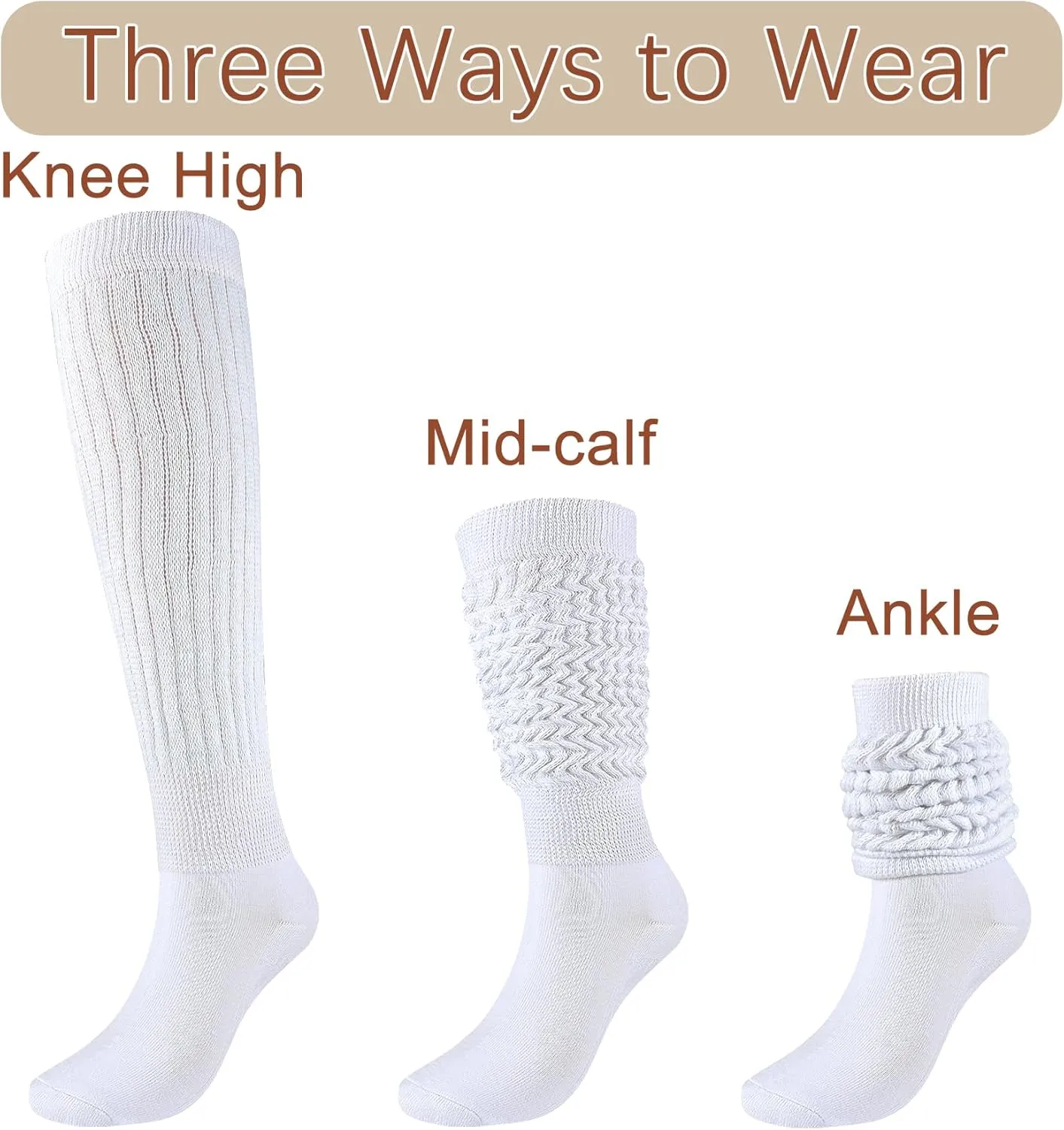 Slouch Socks Girls Cushioned Chunky Stacked Boot Socks Soft Knit Warm Long Knee High Socks Scrunch Kids