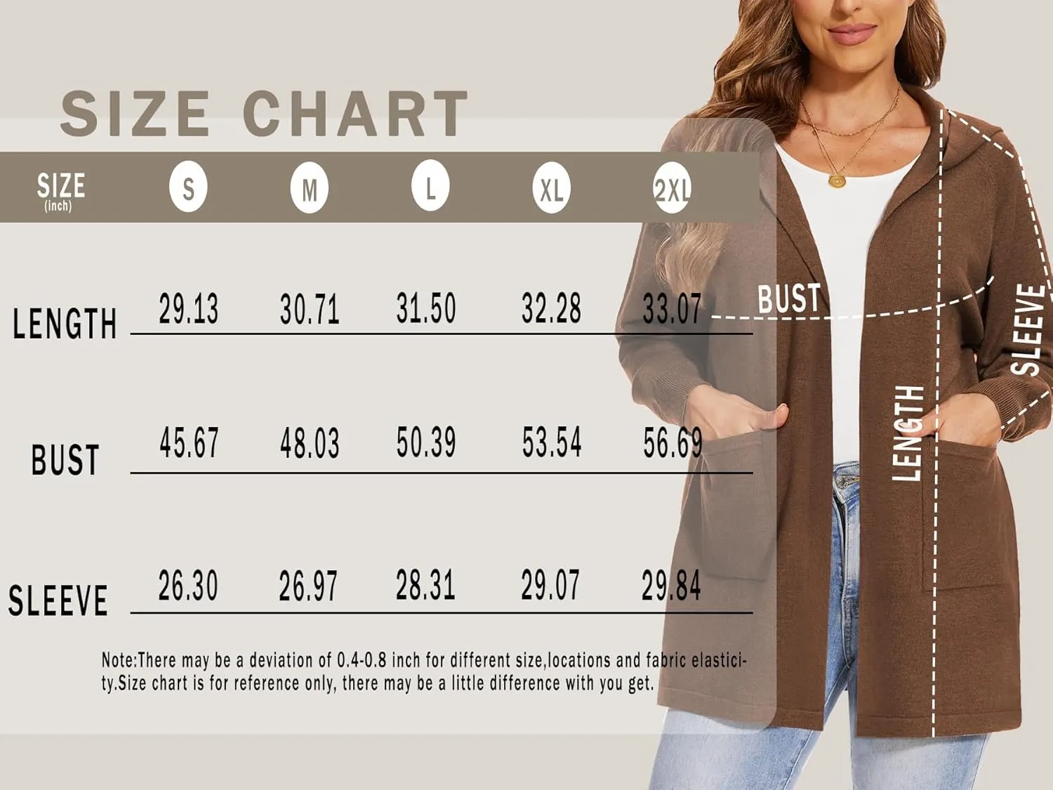 SMENG Women's Lightweight Hooded Sweater Open Front Cardigan Casual Knit Long Sleeve Outerwear with Pockets