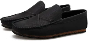 Smoking Loafer Driving Moccasins for Men Vegan Leather Stitching Details Round Toe Rubber Sole Flat Heel Resistant Lightweight Flexible Casual for Any Attire
