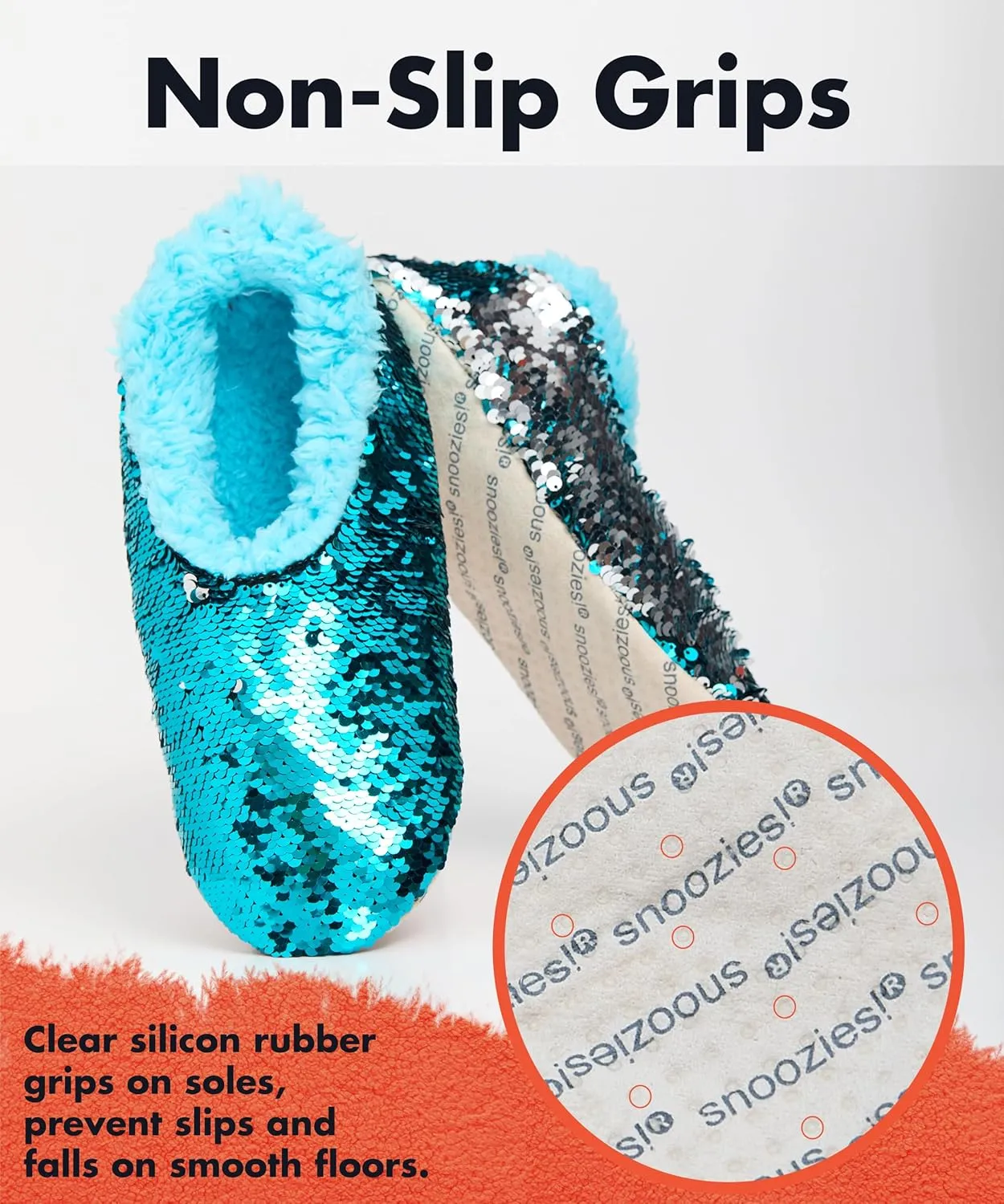 Snoozies Sequin Slippers for Women - Fancy Glitters, Comfy and Cozy Sparkly Non-Slip Womens Slippers Socks