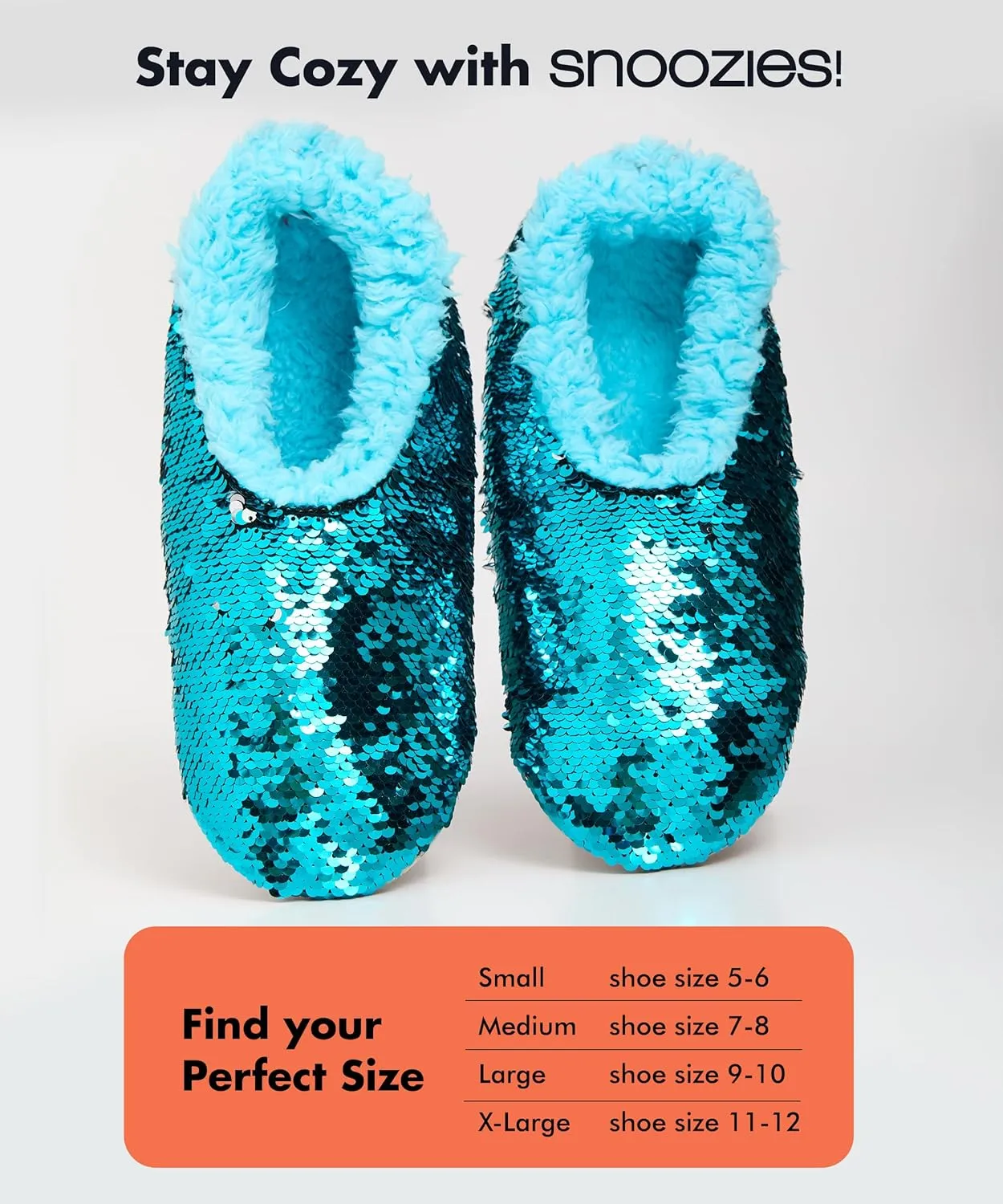 Snoozies Sequin Slippers for Women - Fancy Glitters, Comfy and Cozy Sparkly Non-Slip Womens Slippers Socks