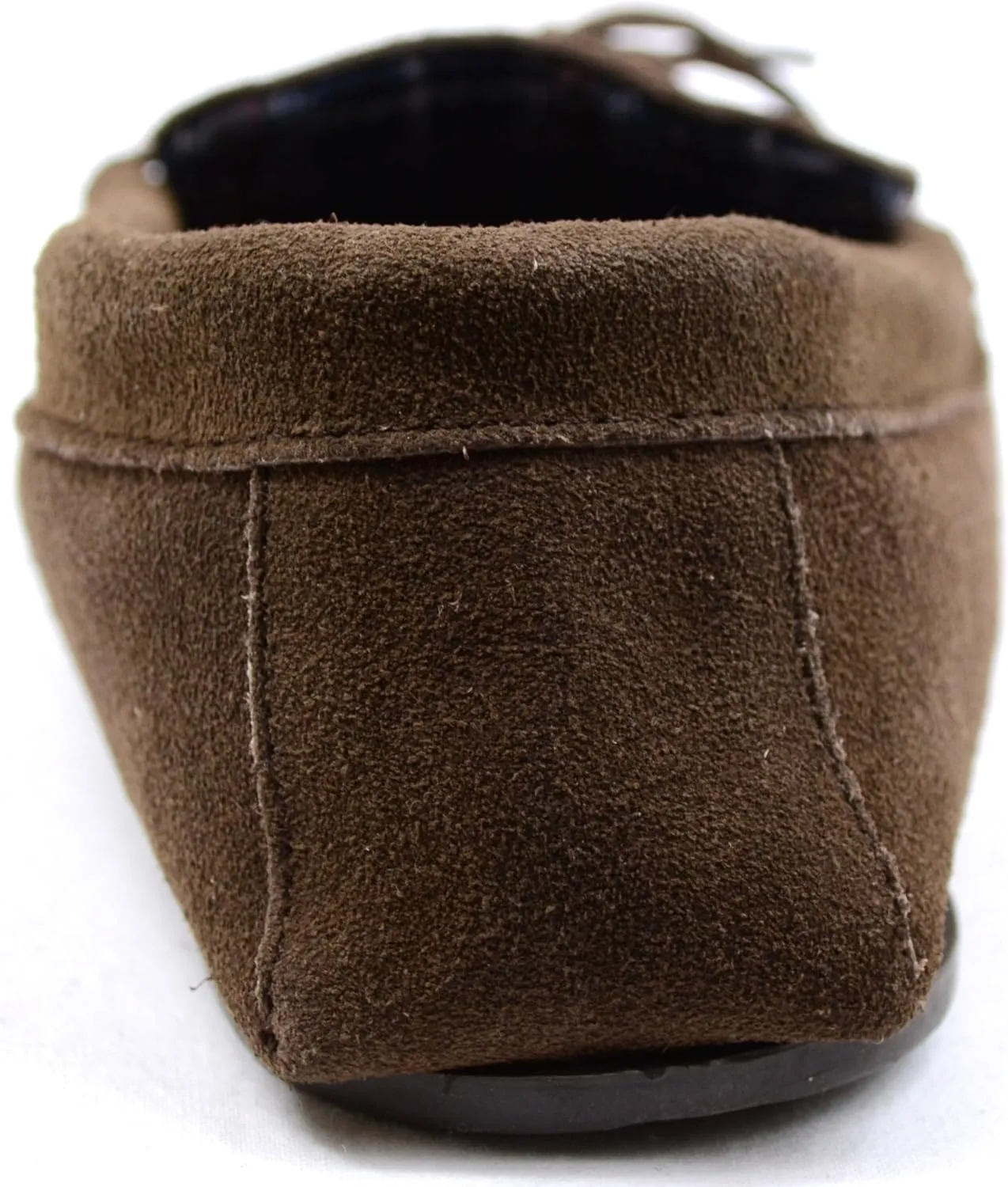 SNUGRUGS Mens Cotton Lined Suede Moccasin Slipper with Rubber Sole
