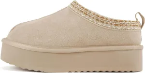 Soda “Eagle” ~ Women Round Toe Slip-On Flatform Lug Sole Sherpa-lined Slipper with Stitch Details