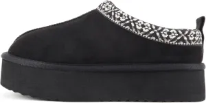 Soda “Eagle” ~ Women Round Toe Slip-On Flatform Lug Sole Sherpa-lined Slipper with Stitch Details