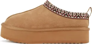 Soda “Eagle” ~ Women Round Toe Slip-On Flatform Lug Sole Sherpa-lined Slipper with Stitch Details