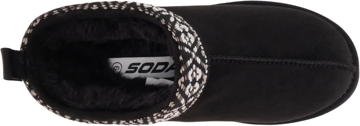 Soda “Eagle” ~ Women Round Toe Slip-On Flatform Lug Sole Sherpa-lined Slipper with Stitch Details