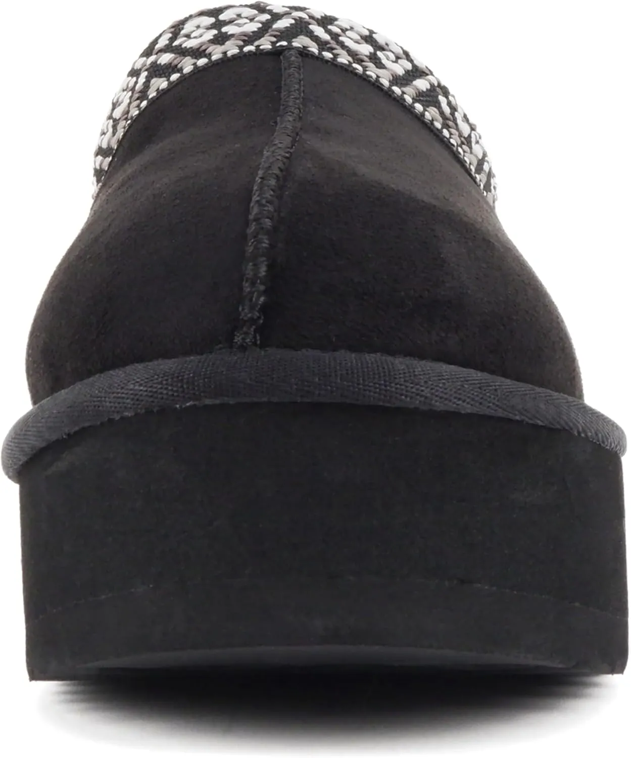 Soda “Eagle” ~ Women Round Toe Slip-On Flatform Lug Sole Sherpa-lined Slipper with Stitch Details