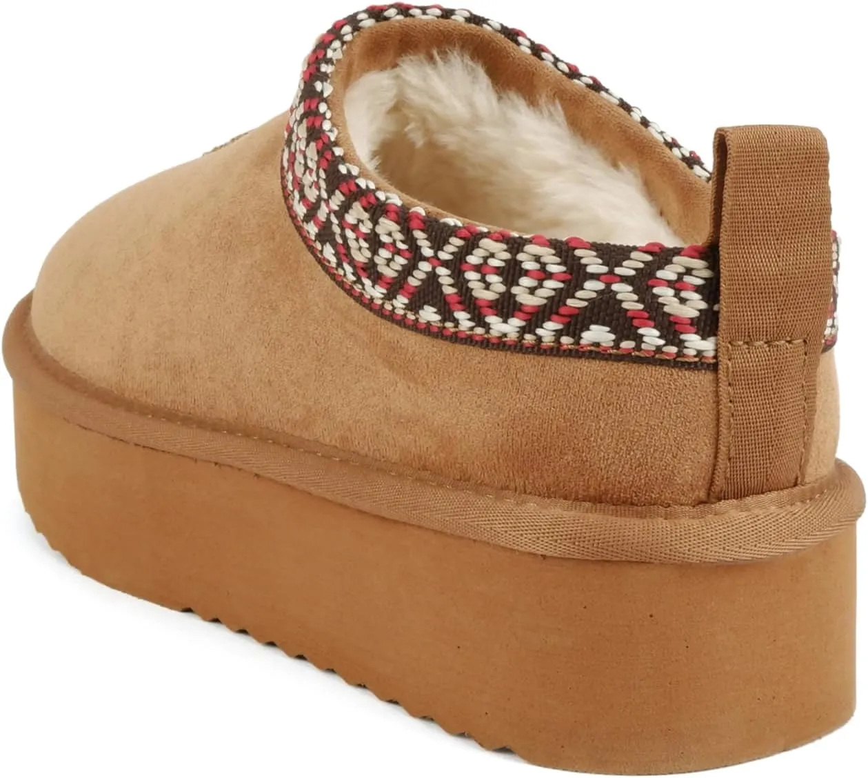 Soda “Eagle” ~ Women Round Toe Slip-On Flatform Lug Sole Sherpa-lined Slipper with Stitch Details