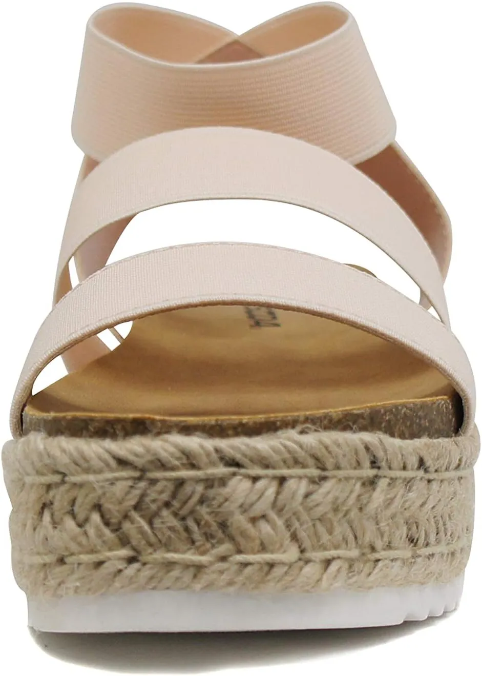 Soda Spring ~ Slip On Espadrille Platform Wedge Sandals with elastic ankle strap