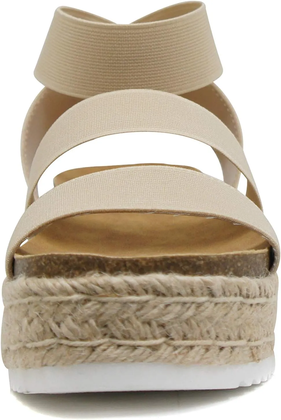 Soda Spring ~ Slip On Espadrille Platform Wedge Sandals with elastic ankle strap