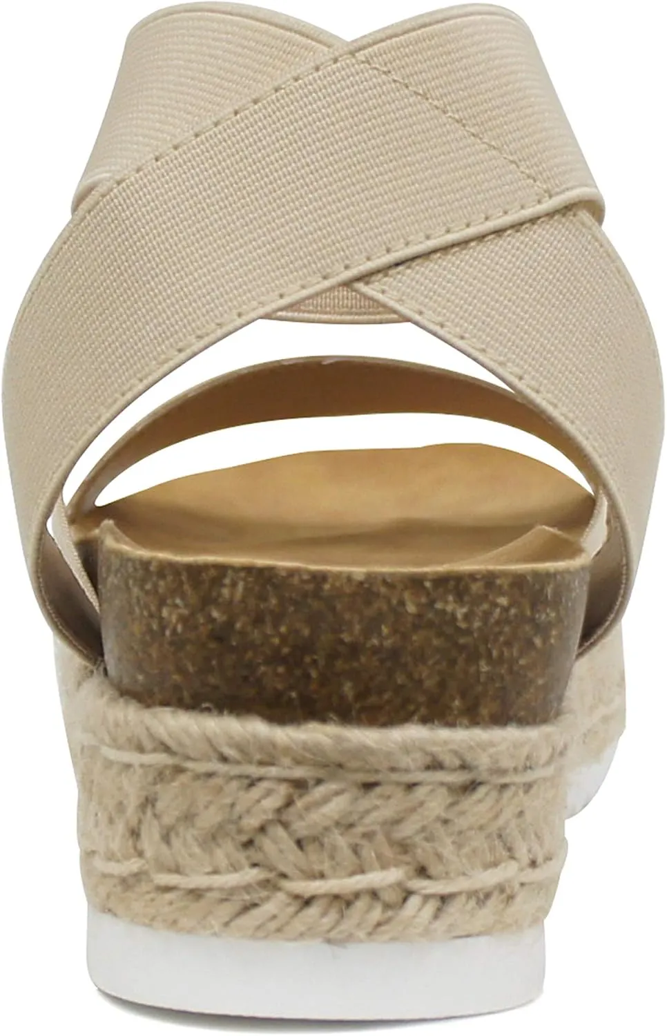 Soda Spring ~ Slip On Espadrille Platform Wedge Sandals with elastic ankle strap