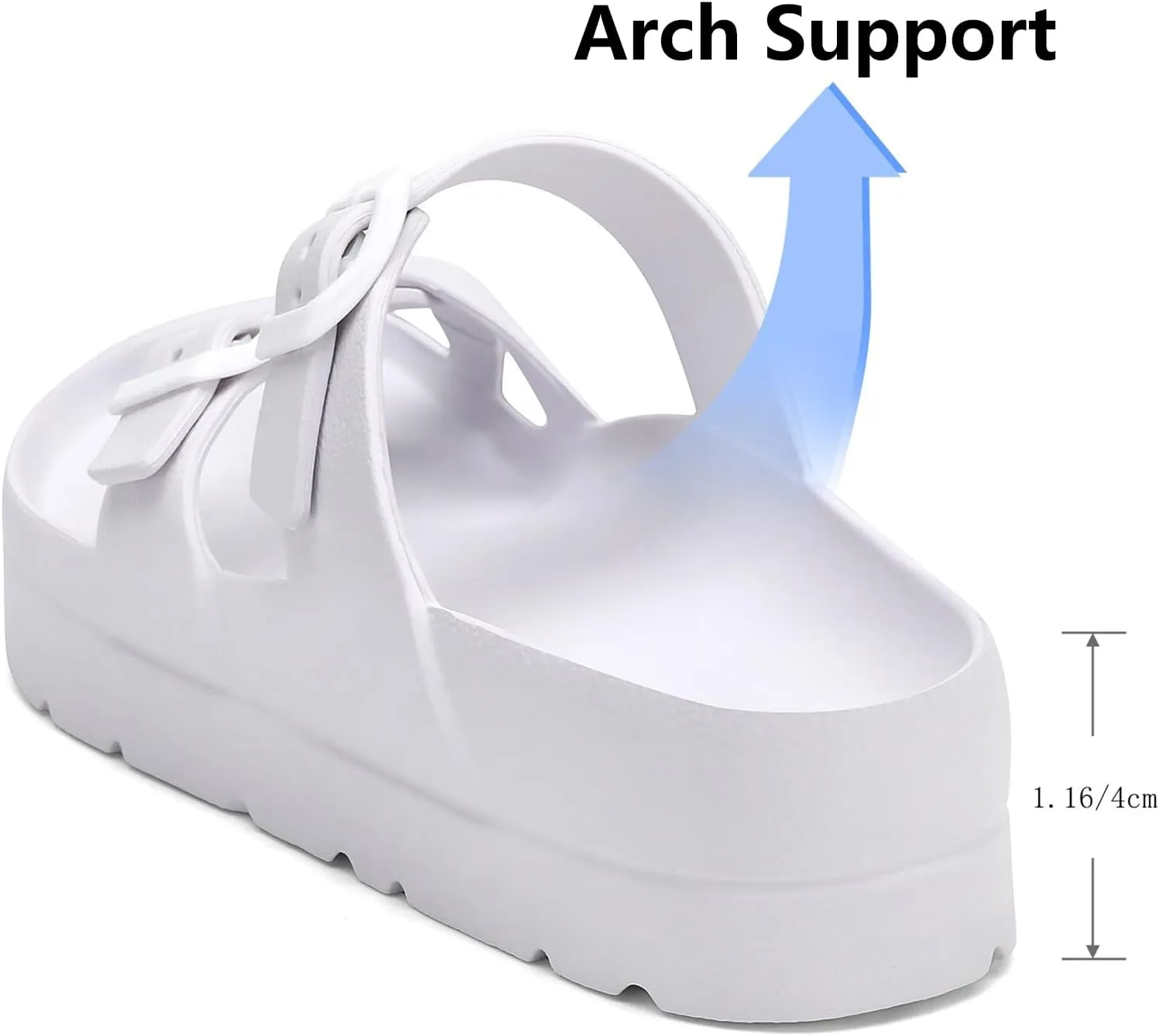 SOSOWHLTE Womens Platform Sandals Adjustable Buckle Summer Arch Support Cushion Slides Woman Lightweight Thick Soles Flat Shoes