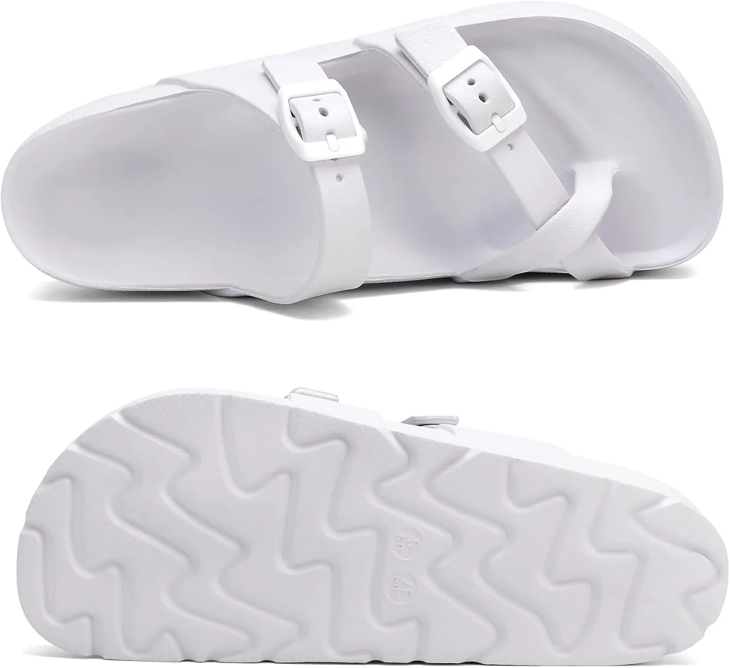 SOSOWHLTE Womens Platform Sandals Adjustable Buckle Summer Arch Support Cushion Slides Woman Lightweight Thick Soles Flat Shoes
