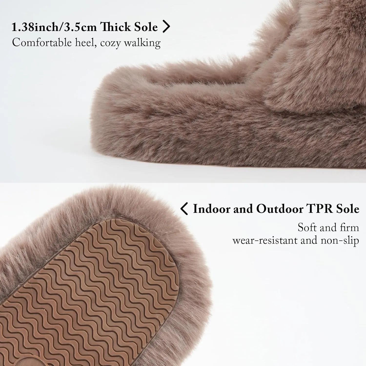 SOULROSE Women's Slippers Open Toe Memory Foam House Slippers for Women Fuzzy Furry Comfy Faux Fur Bedroom Platform Indoor Outdoor Slide Shoes with Anti-Slip Sole Womens Gift Slippers