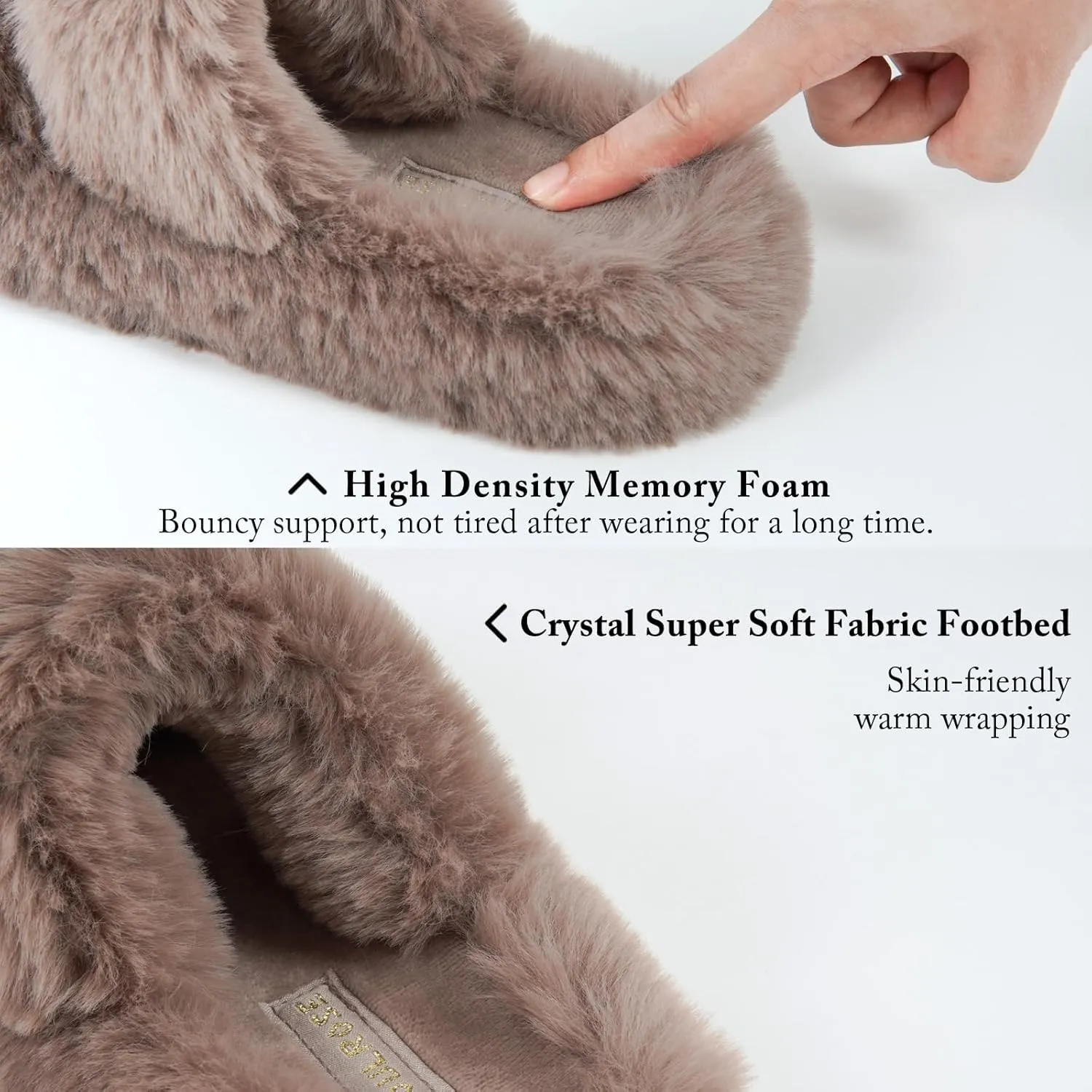 SOULROSE Women's Slippers Open Toe Memory Foam House Slippers for Women Fuzzy Furry Comfy Faux Fur Bedroom Platform Indoor Outdoor Slide Shoes with Anti-Slip Sole Womens Gift Slippers
