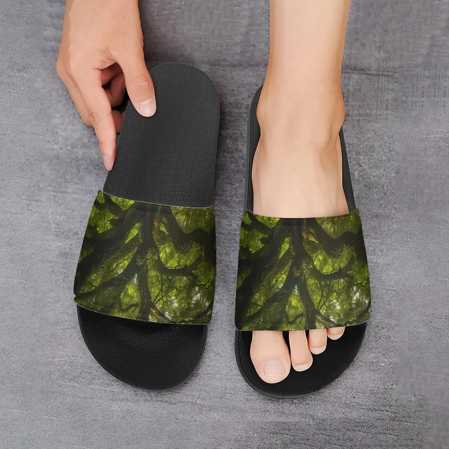 South Carolina Angel Oak Tree Slippers for Women Men Anti-Slip Shower Slides Open Toe Slippers for Home Outdoor Beach