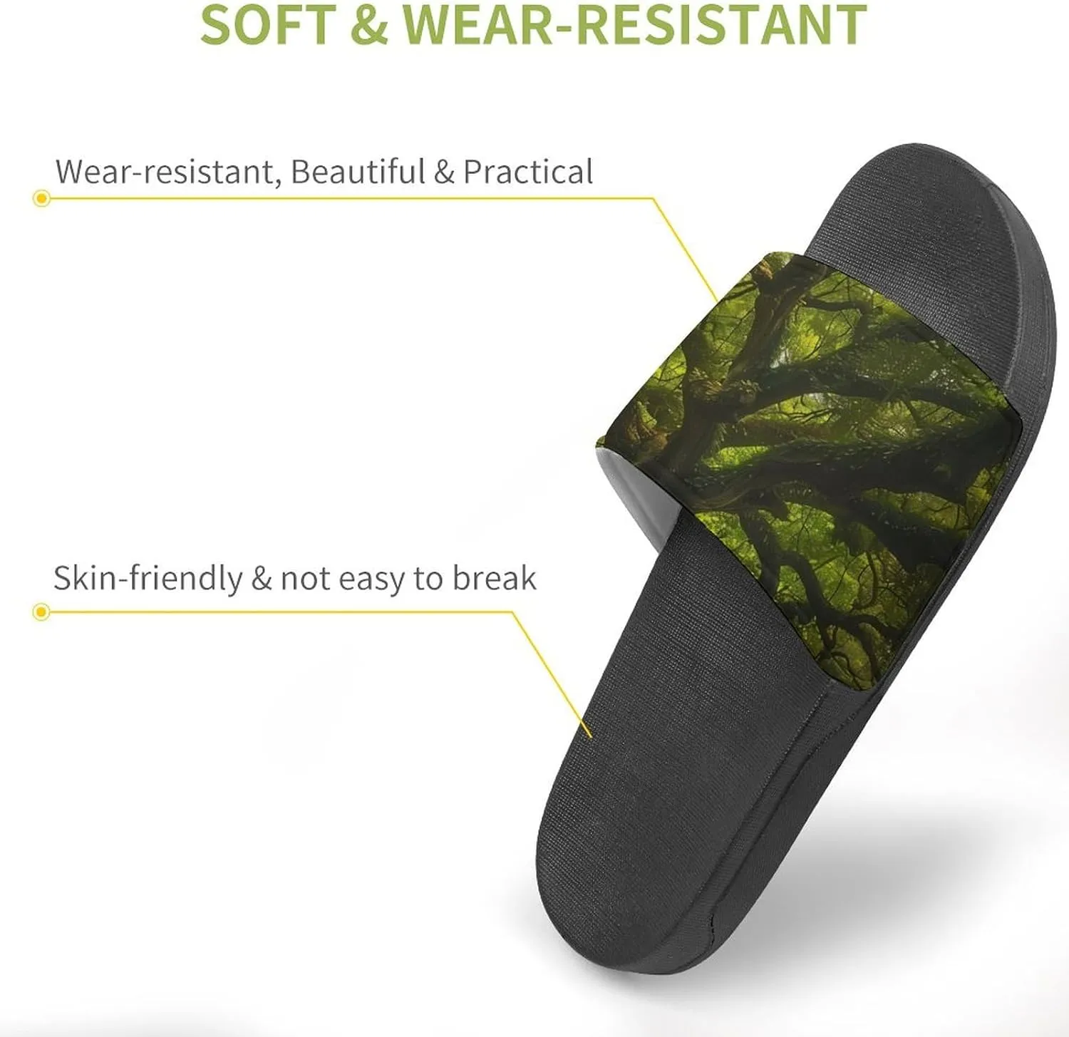 South Carolina Angel Oak Tree Slippers for Women Men Anti-Slip Shower Slides Open Toe Slippers for Home Outdoor Beach