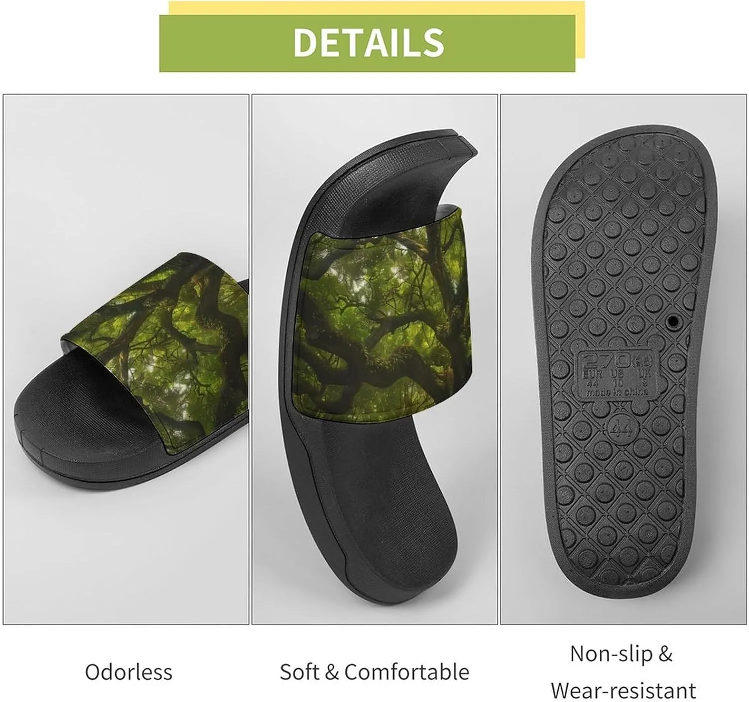 South Carolina Angel Oak Tree Slippers for Women Men Anti-Slip Shower Slides Open Toe Slippers for Home Outdoor Beach