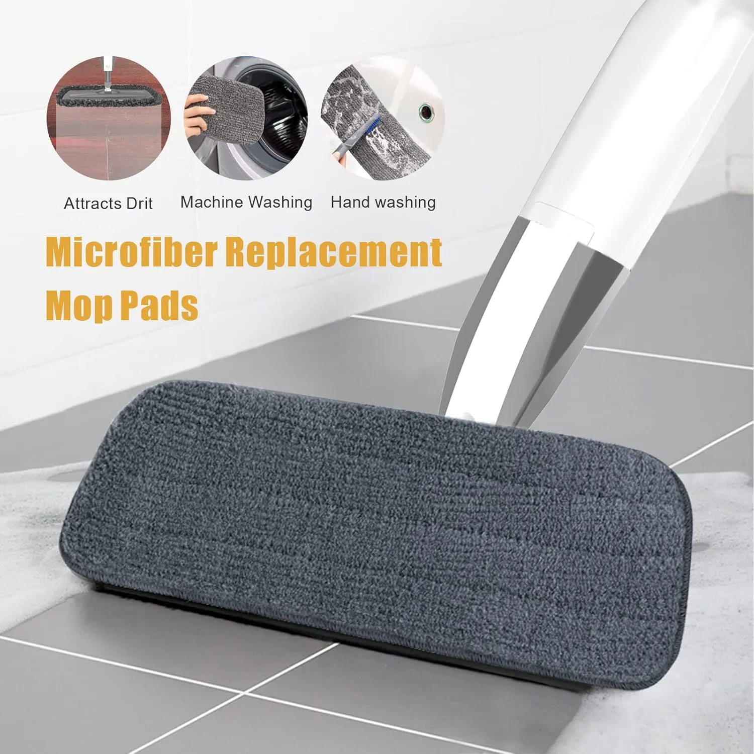 Spray Mop for Floor Cleaning - Microfiber Wet Floor Mop with 3 Washable Pads and Refillable Bottle, Flat Mop with Sprayer for Kitchen Wood Hardwood Laminate Tile Floors Dust Cleaning
