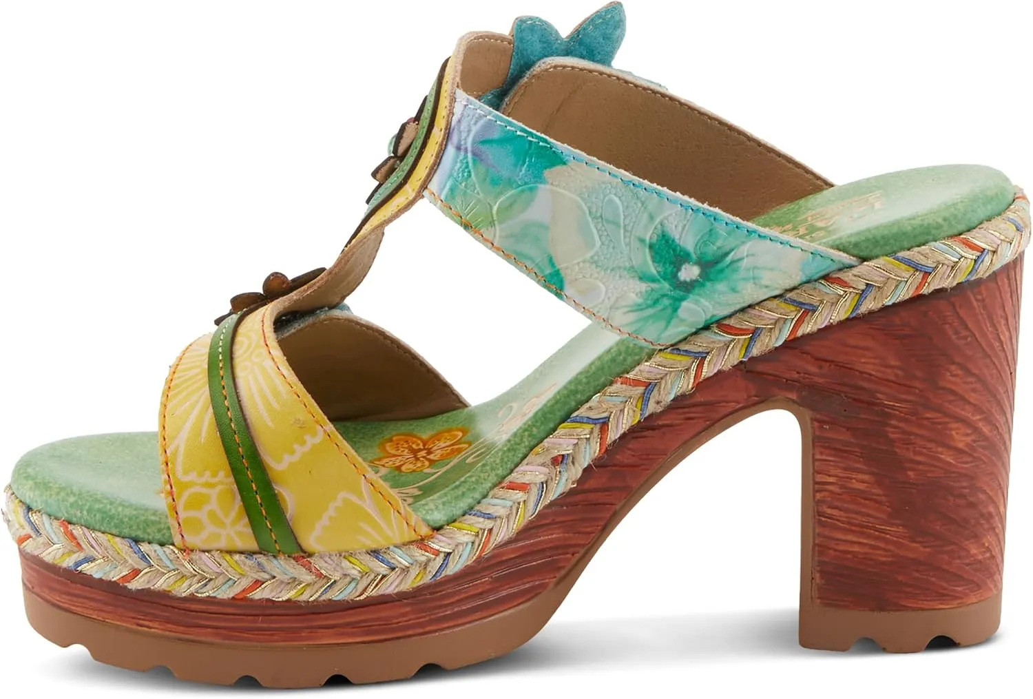 Spring Step L'Artiste Women's DREAMT Hand-Painted Slide Sandals - Lightweight Platform, Multicolor Jute Wrapping