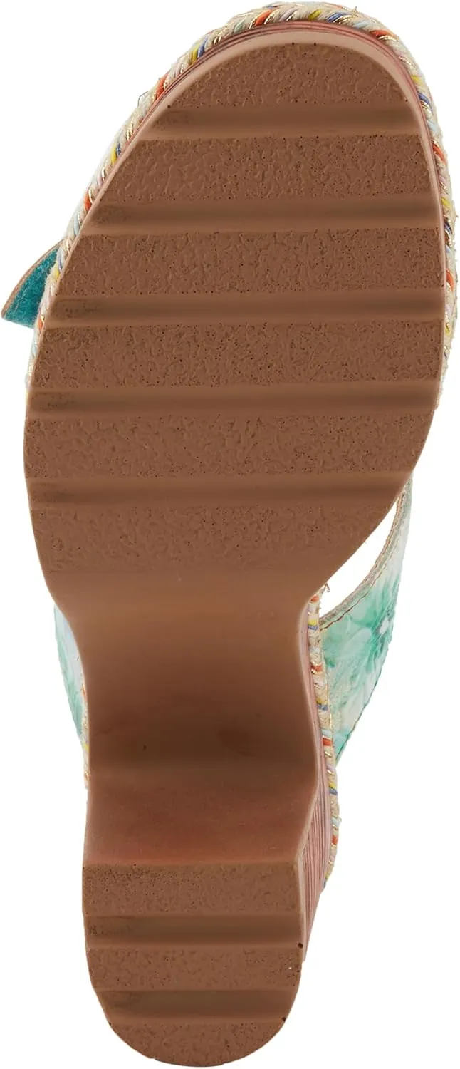 Spring Step L'Artiste Women's DREAMT Hand-Painted Slide Sandals - Lightweight Platform, Multicolor Jute Wrapping