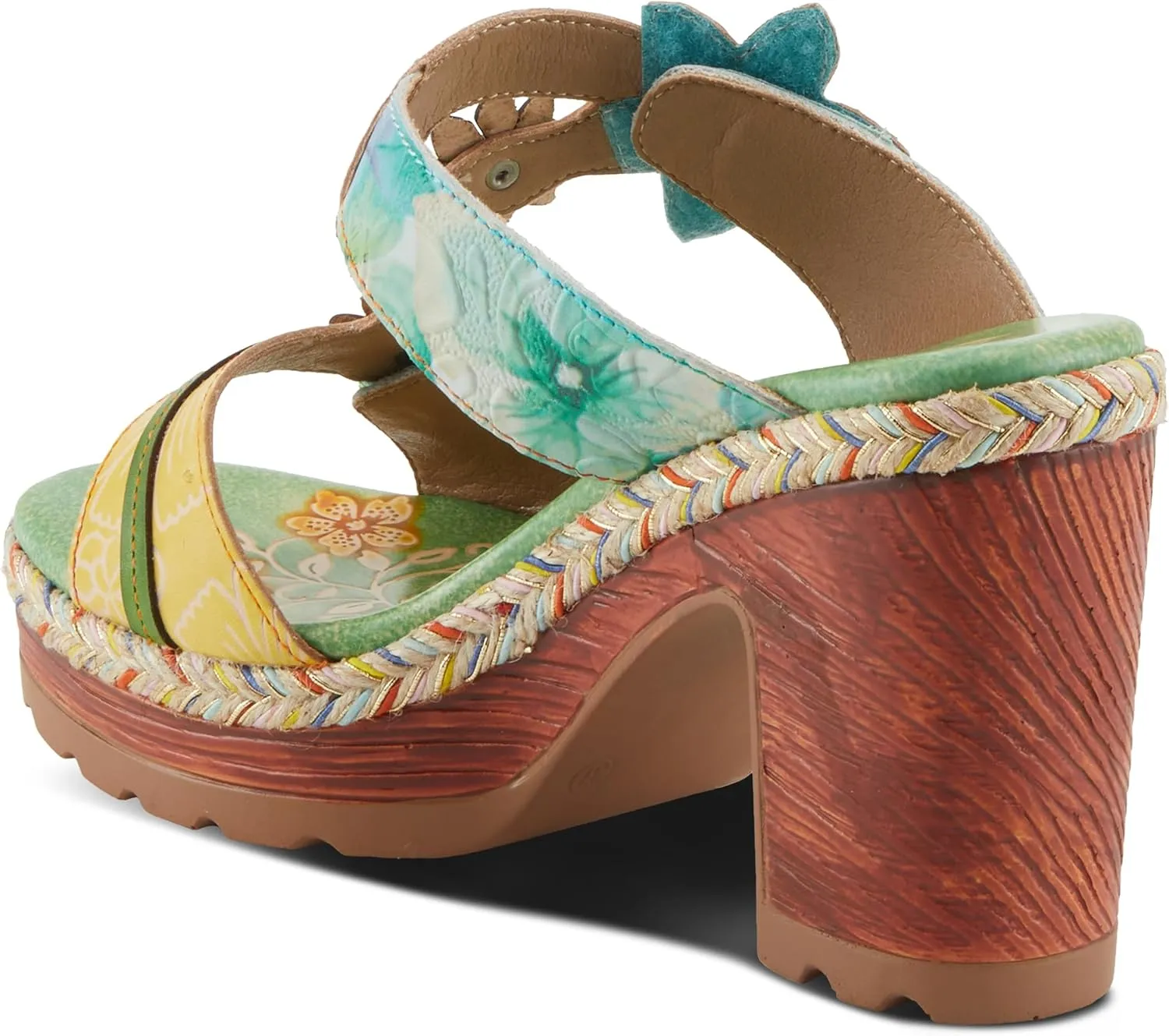 Spring Step L'Artiste Women's DREAMT Hand-Painted Slide Sandals - Lightweight Platform, Multicolor Jute Wrapping